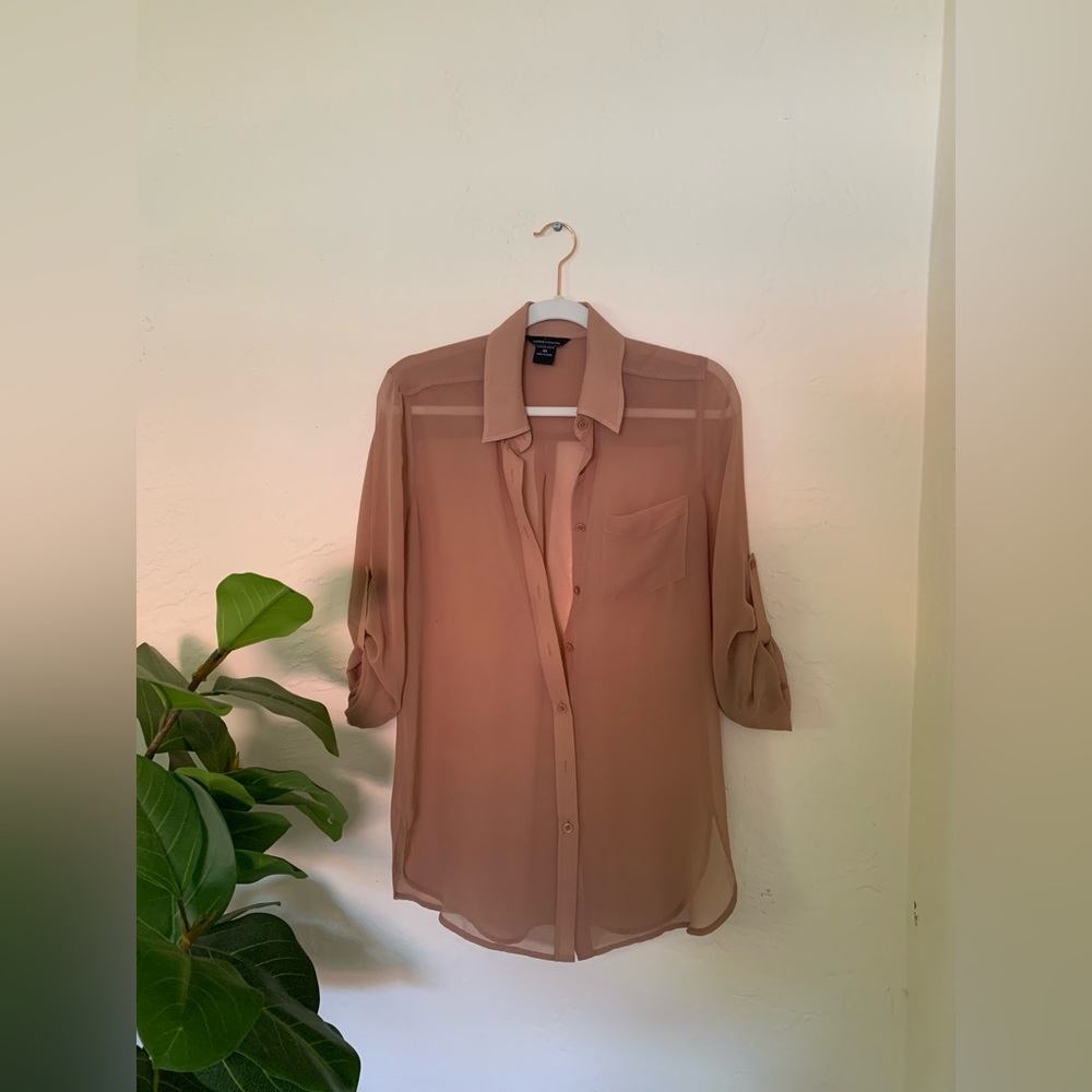 Moda International Brown Sheer Blouse Size XS
